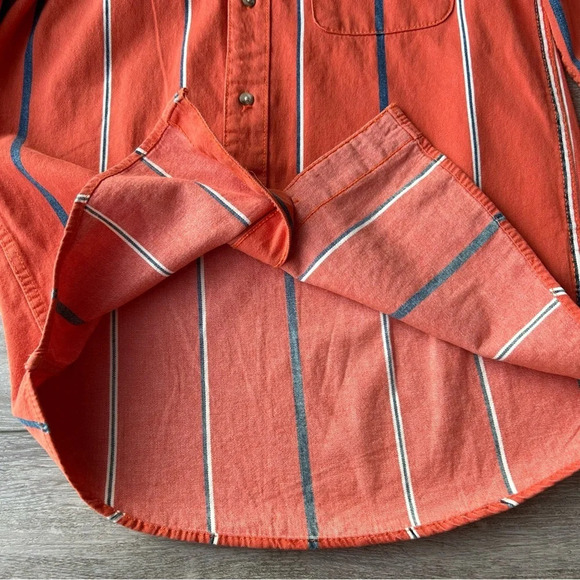 Mens Zara Denim Orange Stripe Button Down  Shirt - Picture 10 of 14